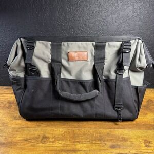 Duluth Trading Co Gatemouth Canvas Tool Bag Gray Black Wide Opening Work Tote